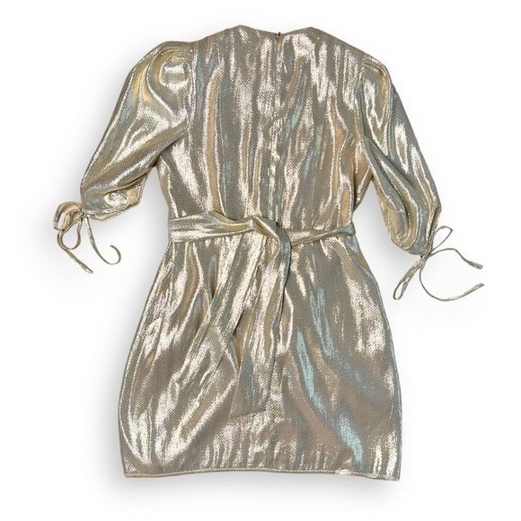 Alice McCall Astral Plane Cap Sleeve Metallic Gold Mini Dress - Picture 8 of 9